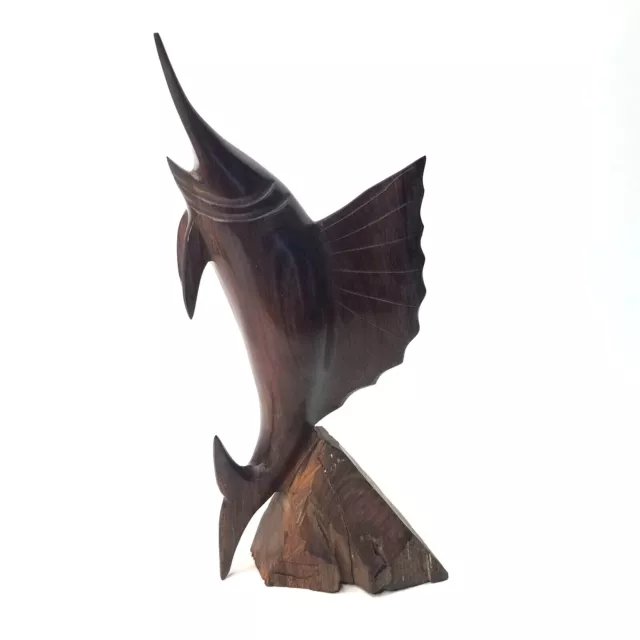 Hand Carved MCM Ironwood Swordfish Marlin Sailfish Statue Sculpture 12" Tall VTG