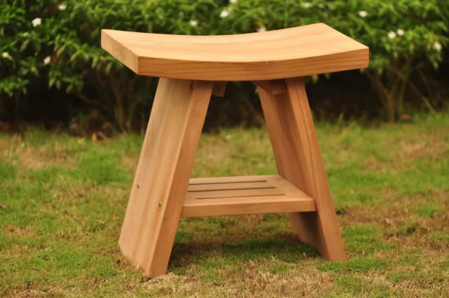 Grade-A Teak Wood Asian Bath Side End Table Stool Shelf Shower Outdoor Furniture