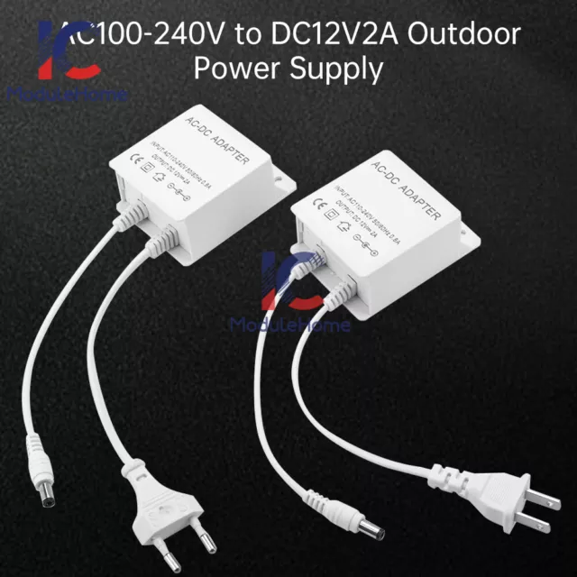 AC100-240V to DC12V 2A LED Strip Light Camera Power Adapter Power Supply EU US