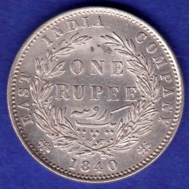 British India-1840-Divided Legend-Victoria-One Rupee-Top Condition Silver Coin