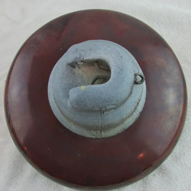 Vintage Suspension Disk Brown Ceramic Porcelain High Voltage PP Insulator 1939 2