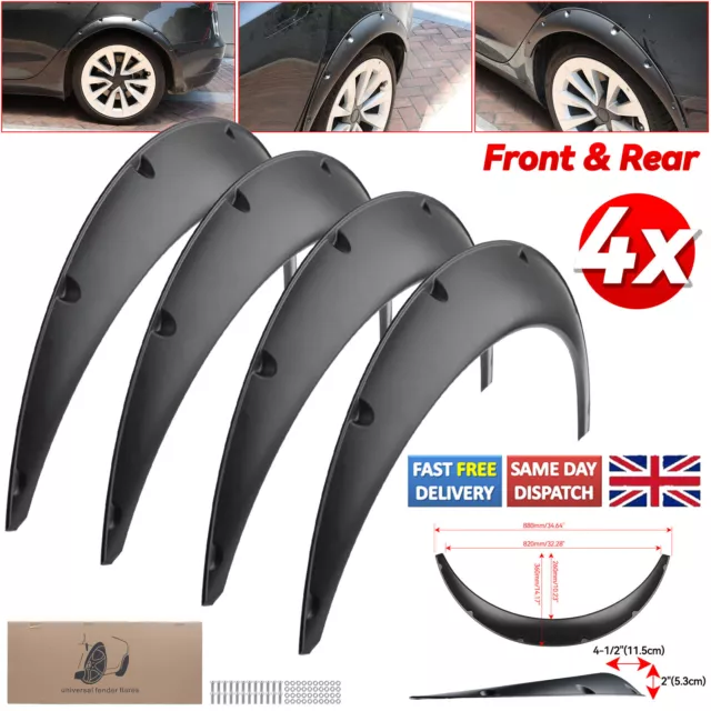 4Pcs 3.5 inch Car Fender Flares Extra Wide Body Wheel Arches Universal Flexible