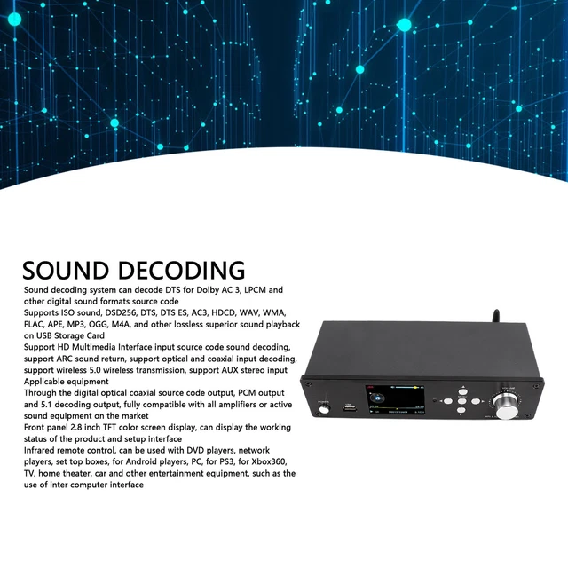 SURROUND SOUND DECODER 20Hz-20KHz HiFi 5.1CH Sound System Coaxial ...