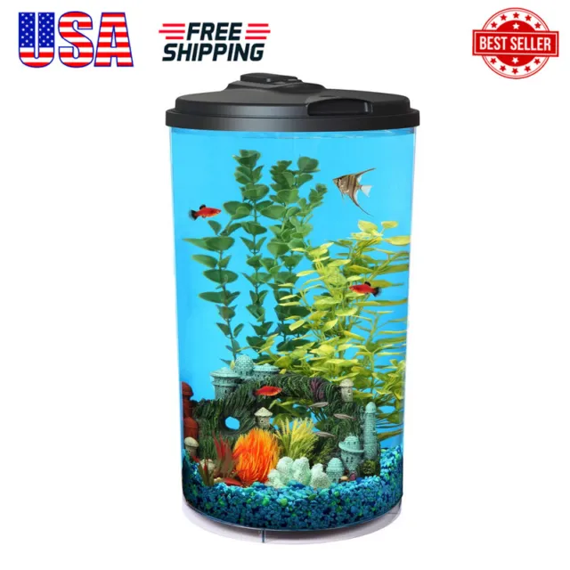 6 Gal Aquarium Kit Plastic Tropical Betta Fish LED Lighting Power Filter Clear