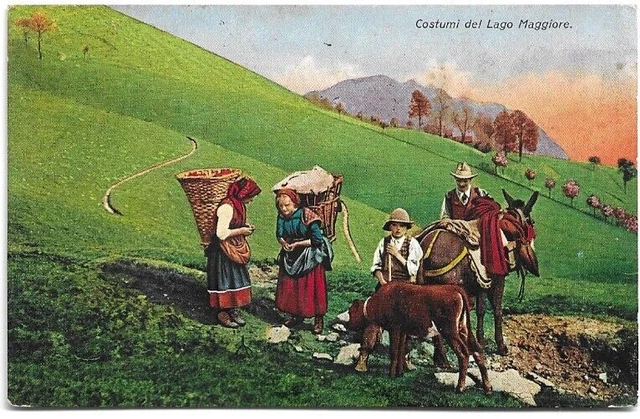 CARTOLINA DI VERBANIA ,COSTUMI DEL LAGO MAGGIORE Ed. C. CAPPELLO  viaggiata 1925