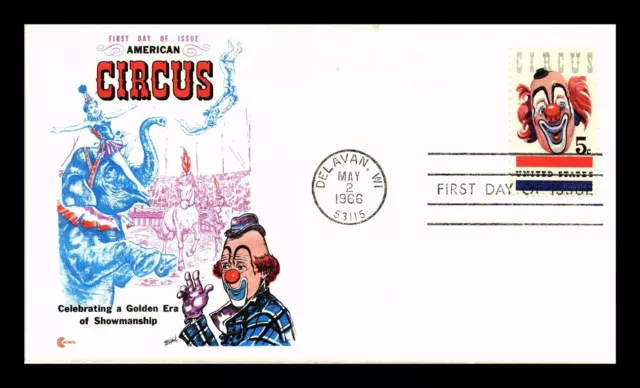 Dr Jim Stamps Us Cover American Circus Fdc Cover Craft Cachet Unsealed