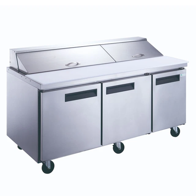Compass DSP72-18-S3 3-Door Commercial Food Prep Table Refrigerator