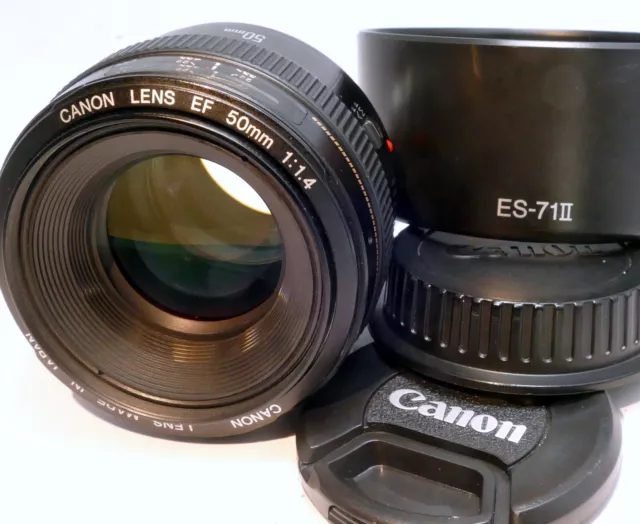 * CANON EF 50mm f/1.4 USM Lens w EXTRAS,  B+W XS-PRO Filter & Canon ES-71II Hood