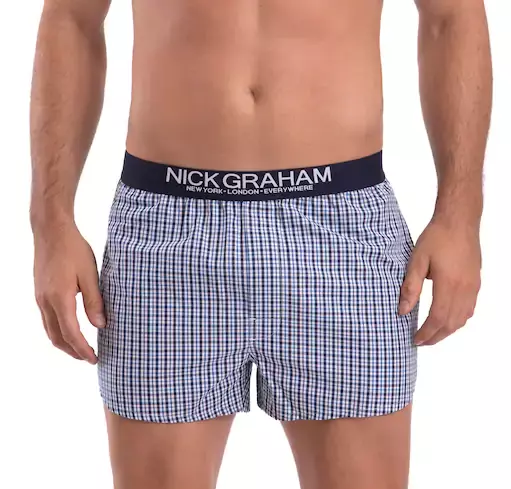 Nick Graham Navy Modern Fit Patterned Cotton Boxer Briefs Mens Size M L18040