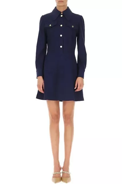 SEE BY CHLOE Cinched Waist Polo Navy Blue Dress Jersey Knit Sz XL Org $530 3