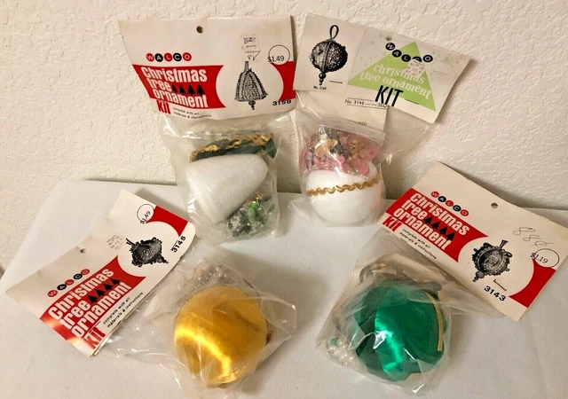 De colección década de 1960 o anterior nuevo de lote antiguo - kits de adorno de árbol de Navidad Walco - Tu elección De colección década de 1960 o anterior nuevo de lote antiguo - kits de adorno de árbol de Navidad Walco - Tu elección