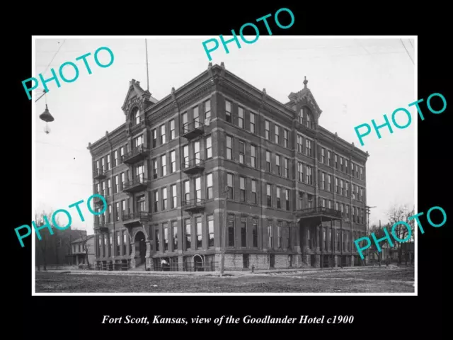 Old Large Historic Photo Of Fort Scott Kansas View Of The Goodlander Hotel 1900