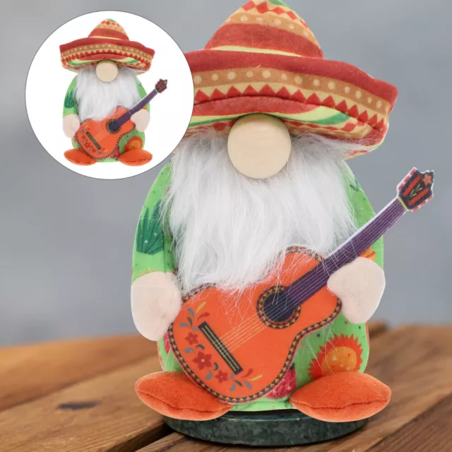 Baumwollfüllung Karnevals Puppen Ältere Desktop-Dekor Mini-Gitarre