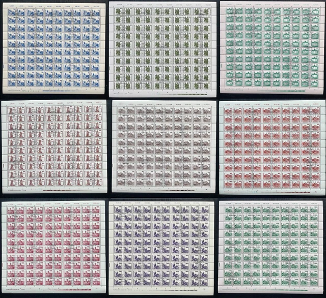 DDR, MiNr. 3344-3352 DV WPD kompletter Bogen Satz gestempelt Druckvermerk [DDB33
