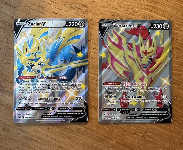 Lot 2 Cartes Pokémon Promo Black Star Shiny Vault : Zacian V Et Zamazenta V Full Art - SWSH292 & SWSH293 Ultra Brillantes