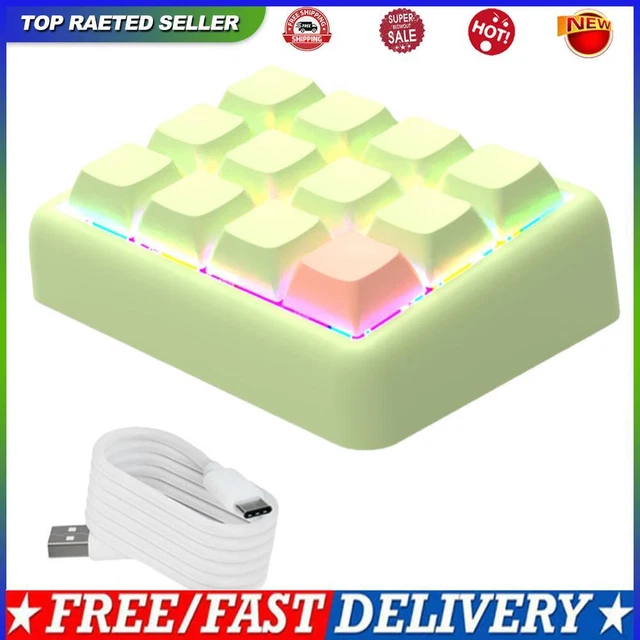 12 KEYS MACRO Keypad RGB Programmable One Handed Keyboard for Working ...