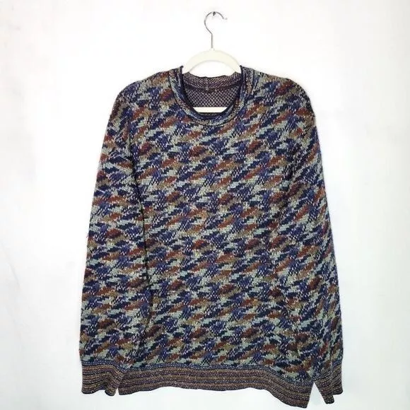 Missoni Sport Abstract Print Wool Blend Crewneck Sweater Size XL