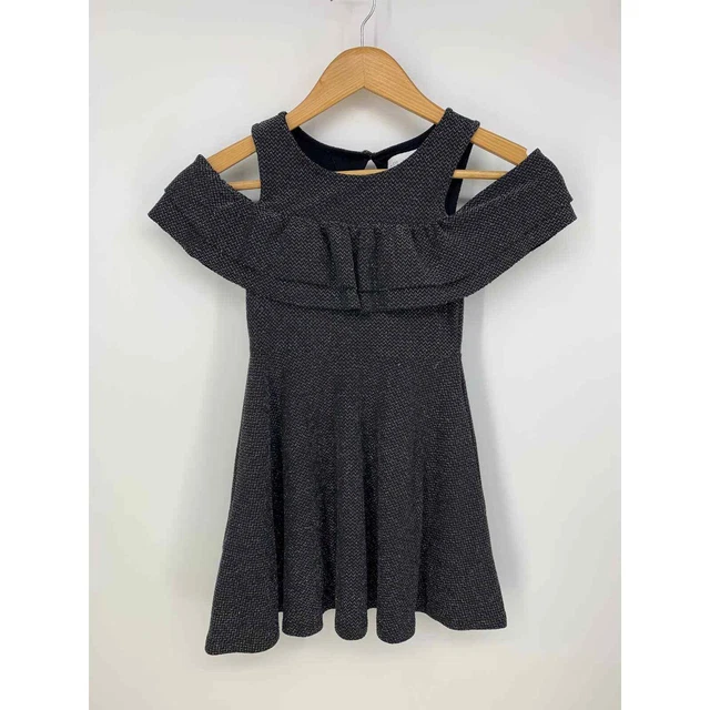 Childrens Place Girls S Black Silver Metallic Cold Shoulder Fit and Flare Dress
