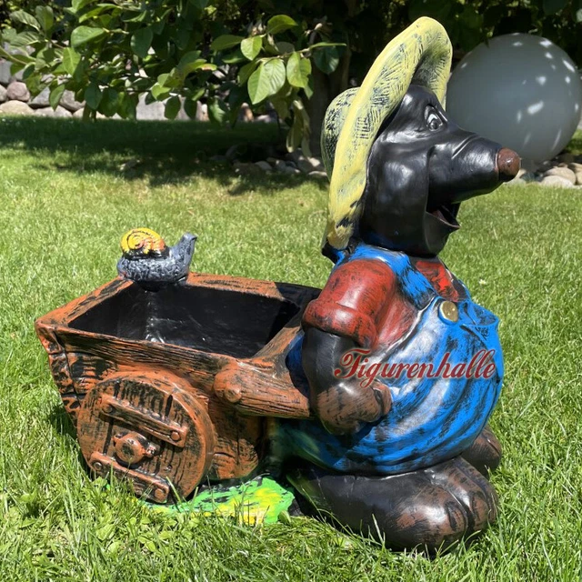 MAULWURF FIGUR GARTENFIGUR Garten Deko lustig Gartenzwerg Karre
