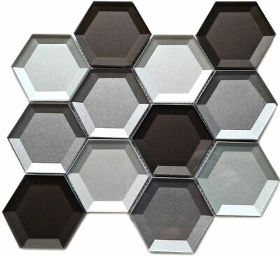 Mosaico de vidrio hexagonal azulejos de mosaico combinación óptica 3D espejo de azulejos pared