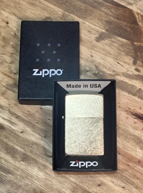 Zippo Lighter Gold Dust 207G Retro Style Brushed Gold Windproof In Box