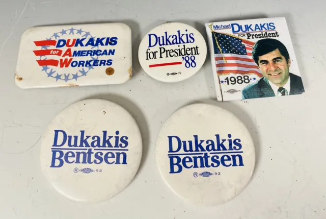 vintage presidential campaign buttons 1988 Michael Dukakis Lloyd Bentsen Lot 5