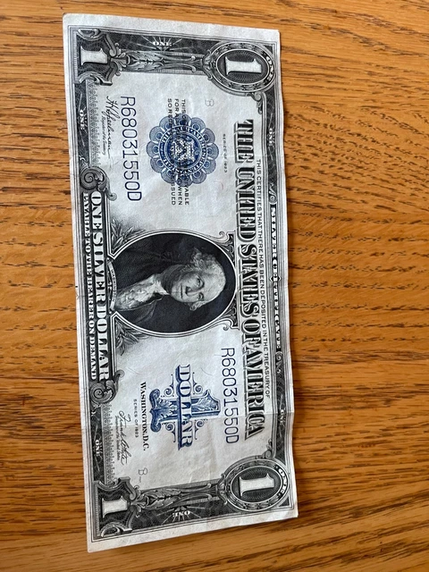 ☆1923 $1 One Dollar Silver Certificate Blue Seal Large Note Uncirculated ☆ 1of2