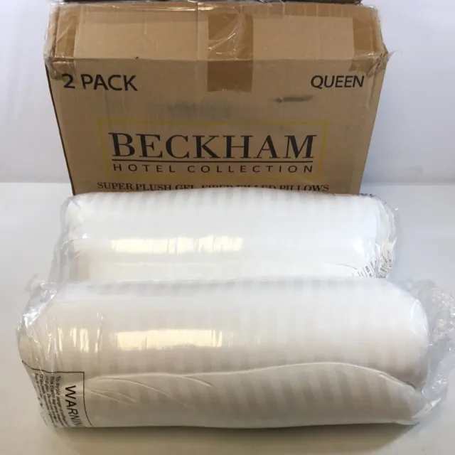 Beckham Hotel Collection White Super Plush Gel Fiber Pillows Sz Queen Pack Of 2