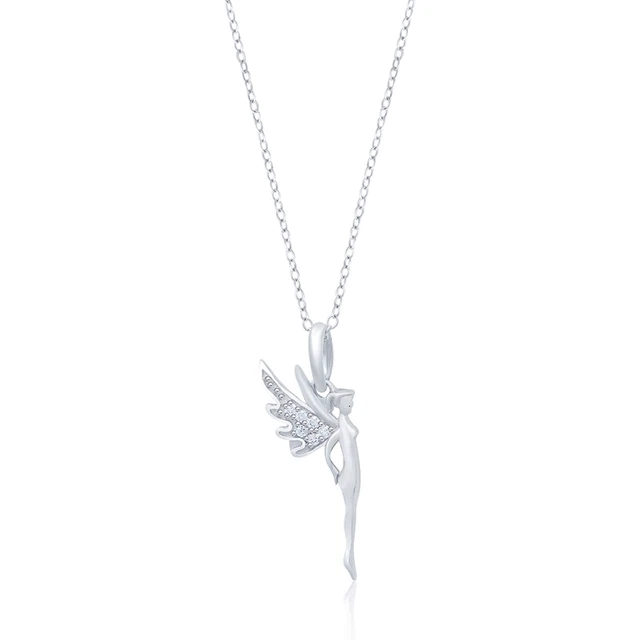 1.00Ct Round Cut Lab Created Diamond Womens Angle Pendant 14K Silver Gola Plated