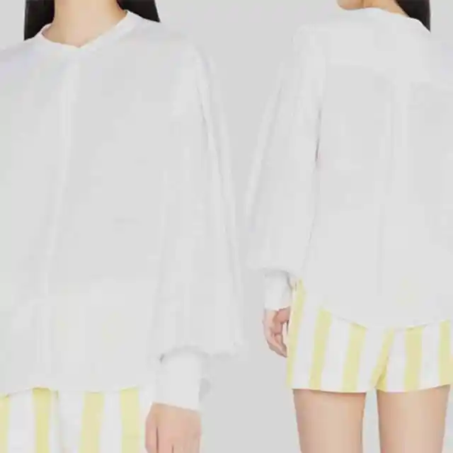 L'agence Button Front Long Sleeve Shirt White Women's Size: Medium NWOT