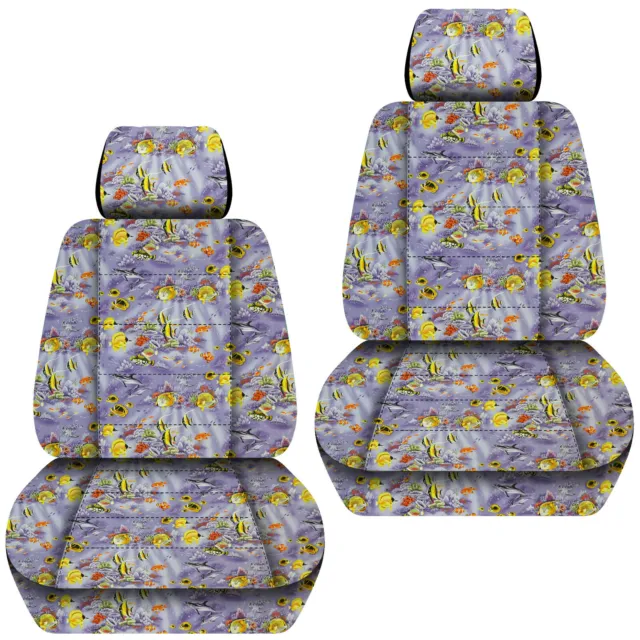Fits VW Beetle front car seat covers in tropical fish blue/purple snoopy pink...