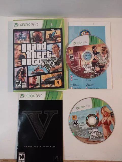 Grand Theft Auto V 5 Five XBOX 360 2-Disc Complete with Manual & Map