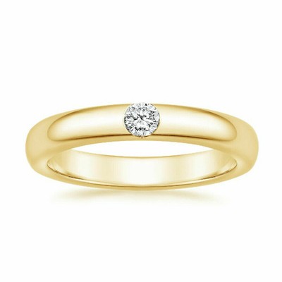 0.20 CT Vrai Diamant Mariage Alliance Pour Mariage 14K or Jaune Taille 7 8 9 