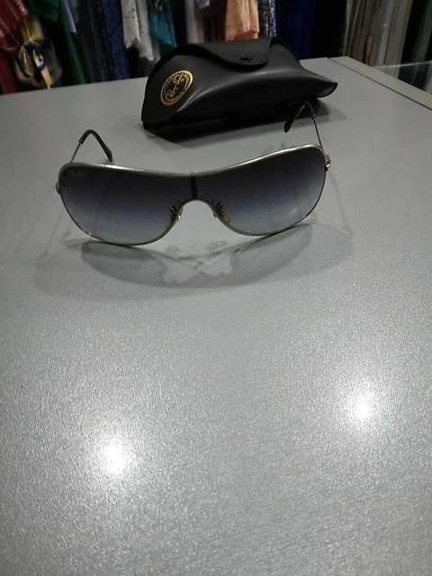 Ray-Ban RB 3211 Small Mascherina  Argento Lenti Grigio Buone Condizioni M149