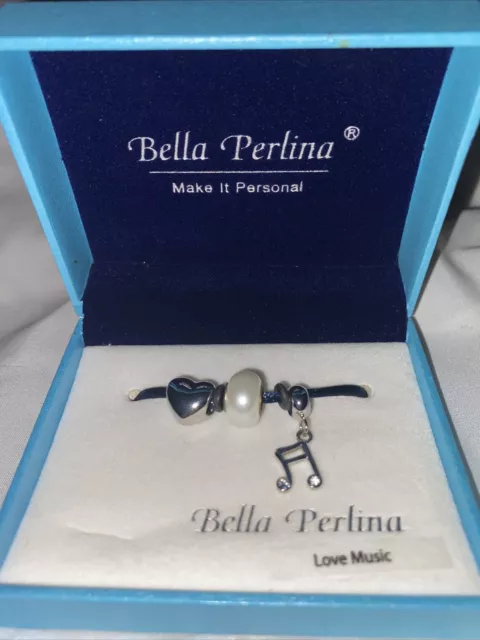 Bella Perlina Charms-LOVE MUSIC-Heart, Simulated Pearl &Treble Clef-New