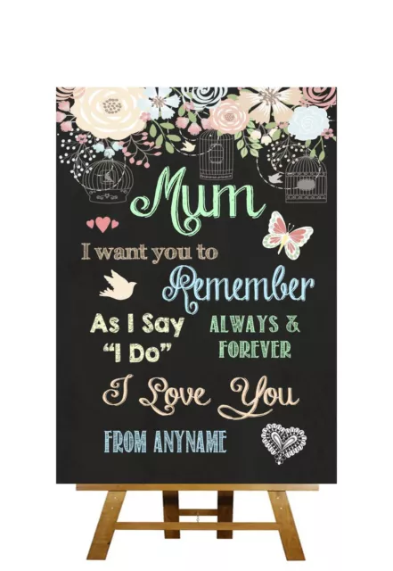 Shabby Chic hübsche Tafel Stil I Love You Mum personalisiertes Hochzeitsschild