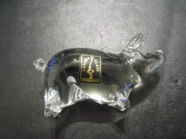 langham glass pig with label 90mm long