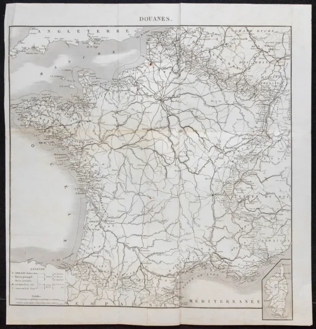 1840c - Carte des bureaux de douanes de France - Carte géographique ancienne
