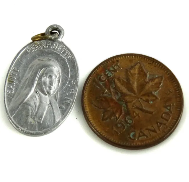SAINT ST BERNADETTE Soubirous Medal Pendant Nun and Shepherdess Lourdes ...