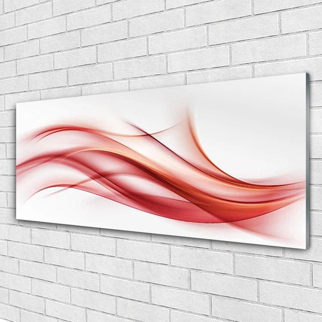 Tableau Impression Sur Verre Tulup – Abstraction Moderne 125x50 Cm – Rouge Gris Noir