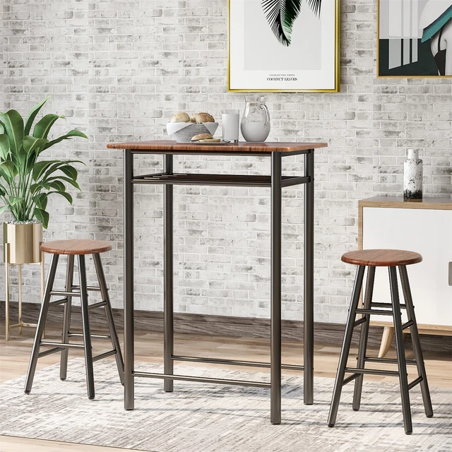 INDUSTRIAL BREAKFAST BAR Table and 2 Stools Set Kitchen Dining Room Furniture £67.99 PicClick UK