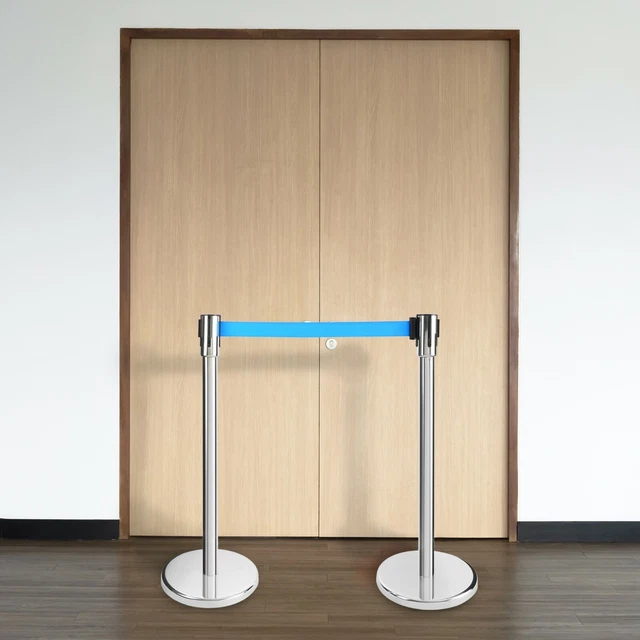 AREBOS 2x  Postes Separadores con Cinta Retráctil Extensible Poste Separador