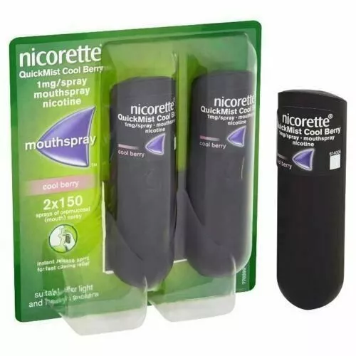 Nicorette Quick Mist 1 mg Cool Berry 2 x 150 Nikotin Mundsprays SCHNELL KOSTENLOSER P&P 3