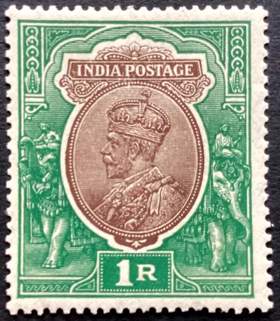 India Kgv 1926-1933 Sg 214 1R Chocolate & Green Mint Never Hinged