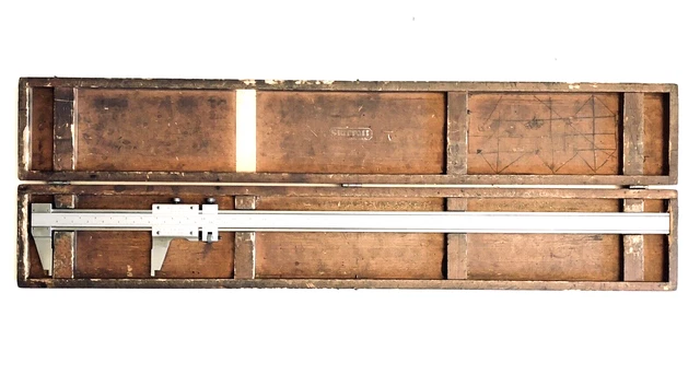 STARRETT VERNIER CALIPER 38" Model# 123 in Wood Case (VERY GOOD COND.) USA