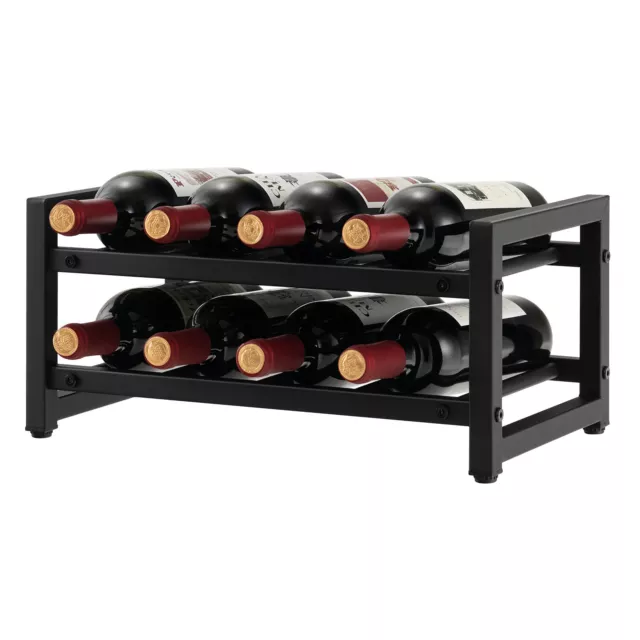 2 Tier Wine Display Storage Holder Countertop Metal Shelf 8 Bottle Wine Rack