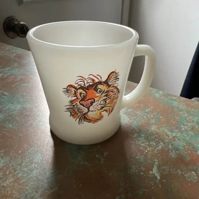 FireKing Milk Glass Mug Esso Exxon Gas Tiger