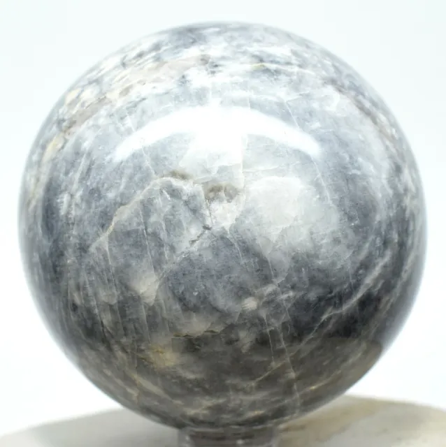 2.5" 335g Sparkling Silver Black Moonstone Crystal Mineral Sphere Ball - India