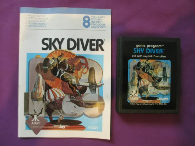 Jeu Atari 2600 - 8 - Sky Diver - Cx2629 - Avec Notice D'origine