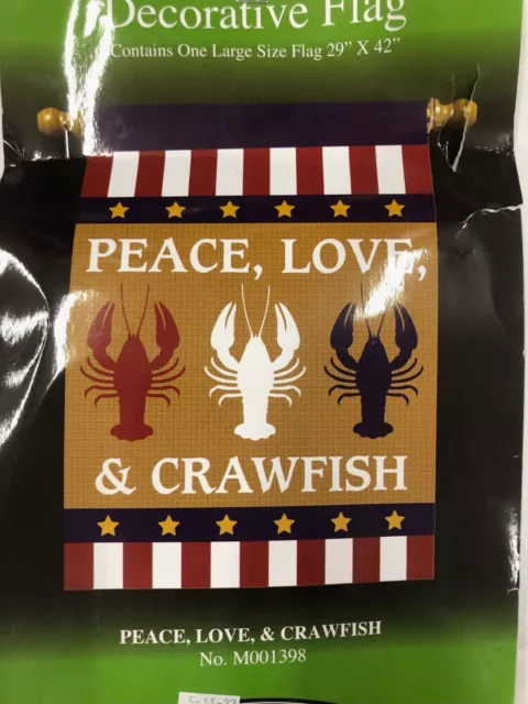 Magnolia Garden PEACE, LOVE, CRAWFISH Decorative Garden Flag